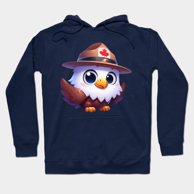 Cute Canadian Mountie Eagle Illustration Hoodie by Dmytro